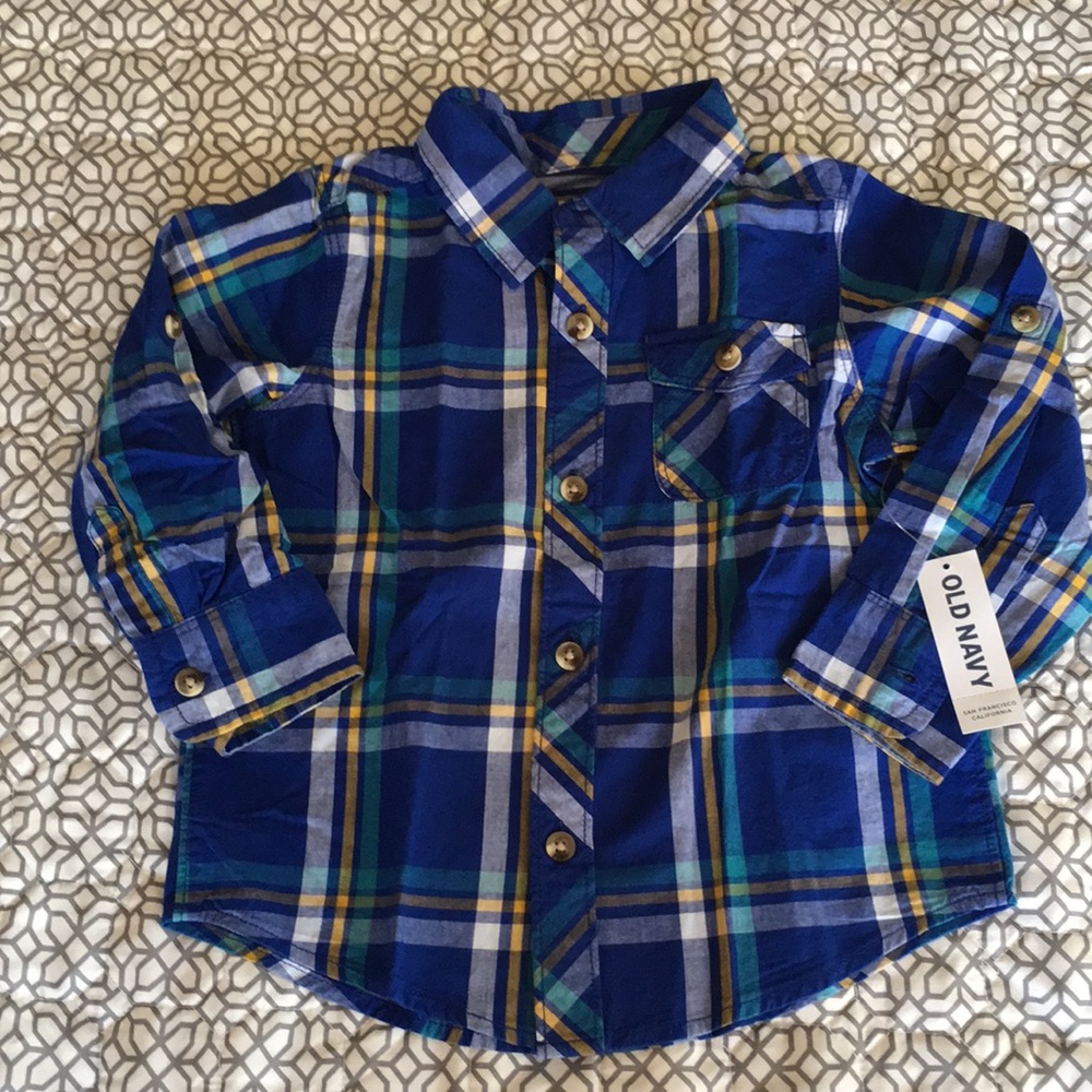 Old Navy Toddler Plaid Poplin Roll-Sleeve Shirt